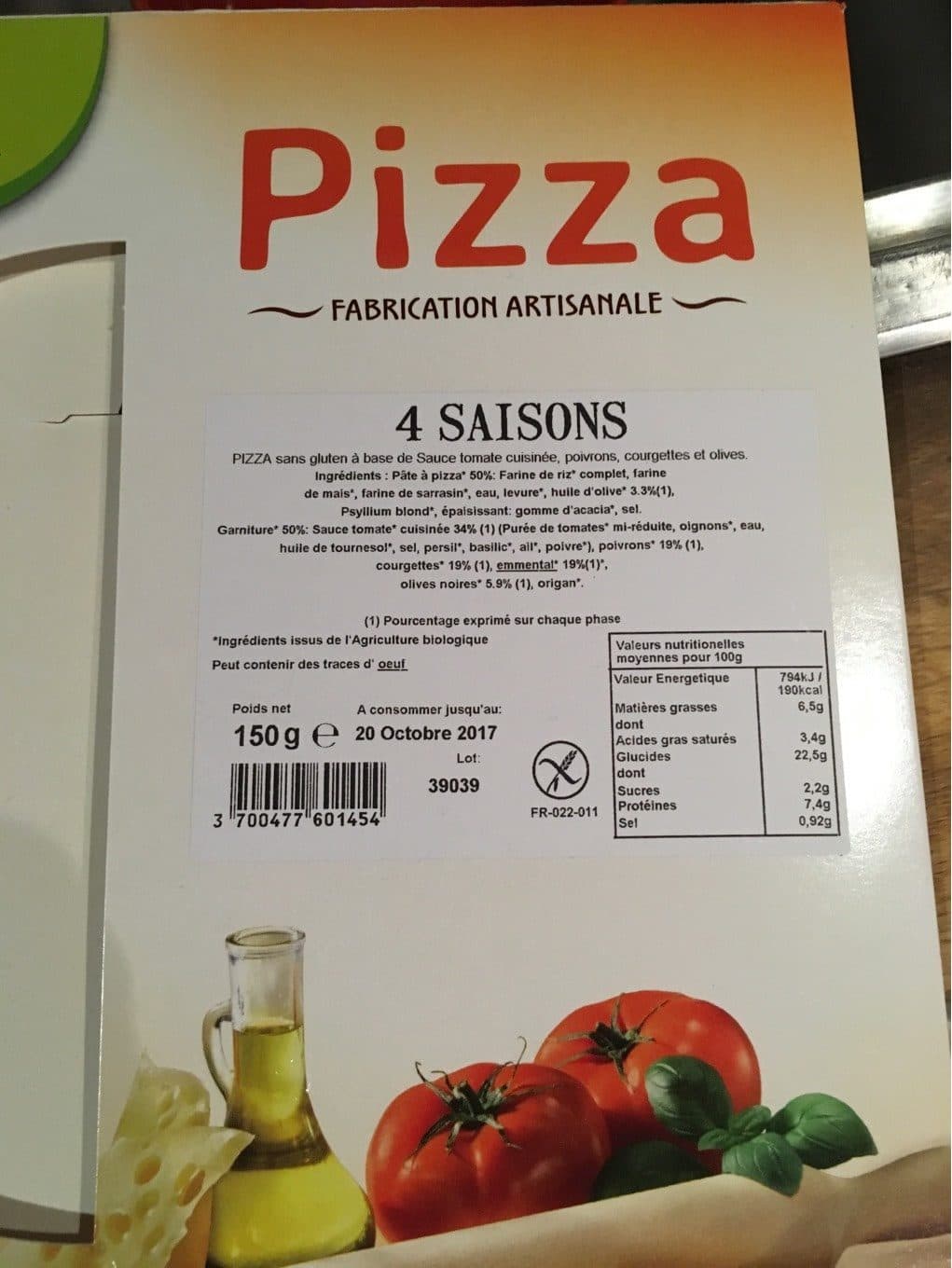 Ma vie sans gluten Pizza 4 Saisons Sans Gluten packshot