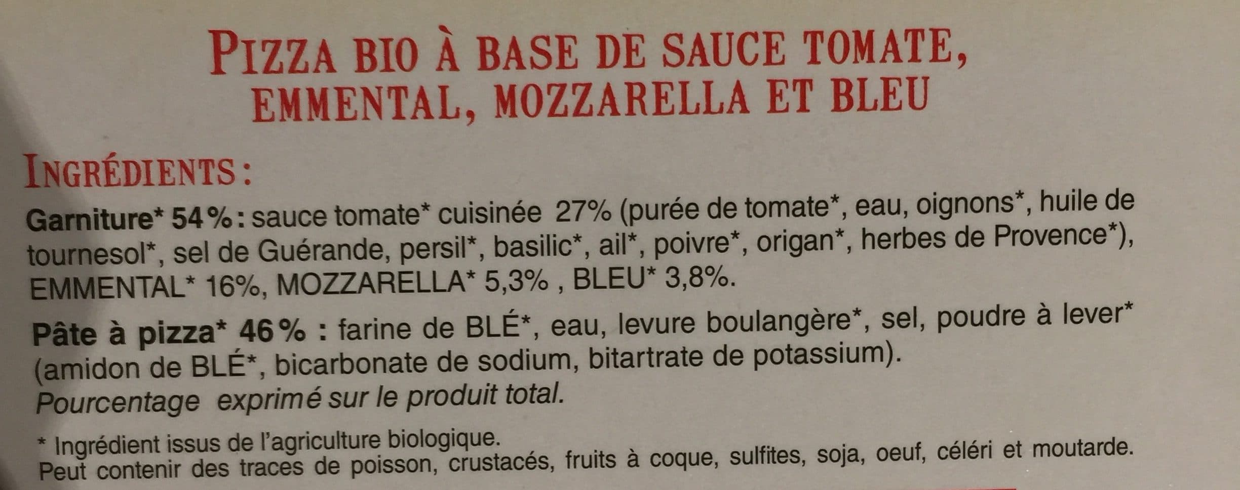 Carte Nature Pizza 3 Fromages packshot