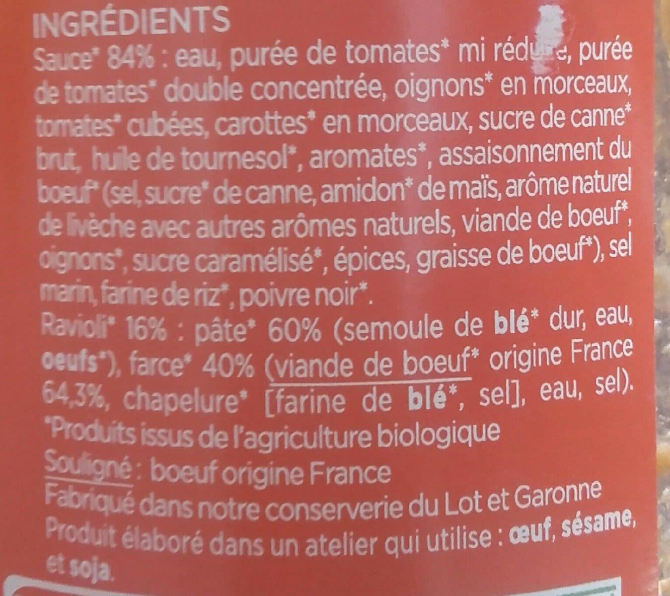 Bio par Coeur Ravioli au bœuf packshot