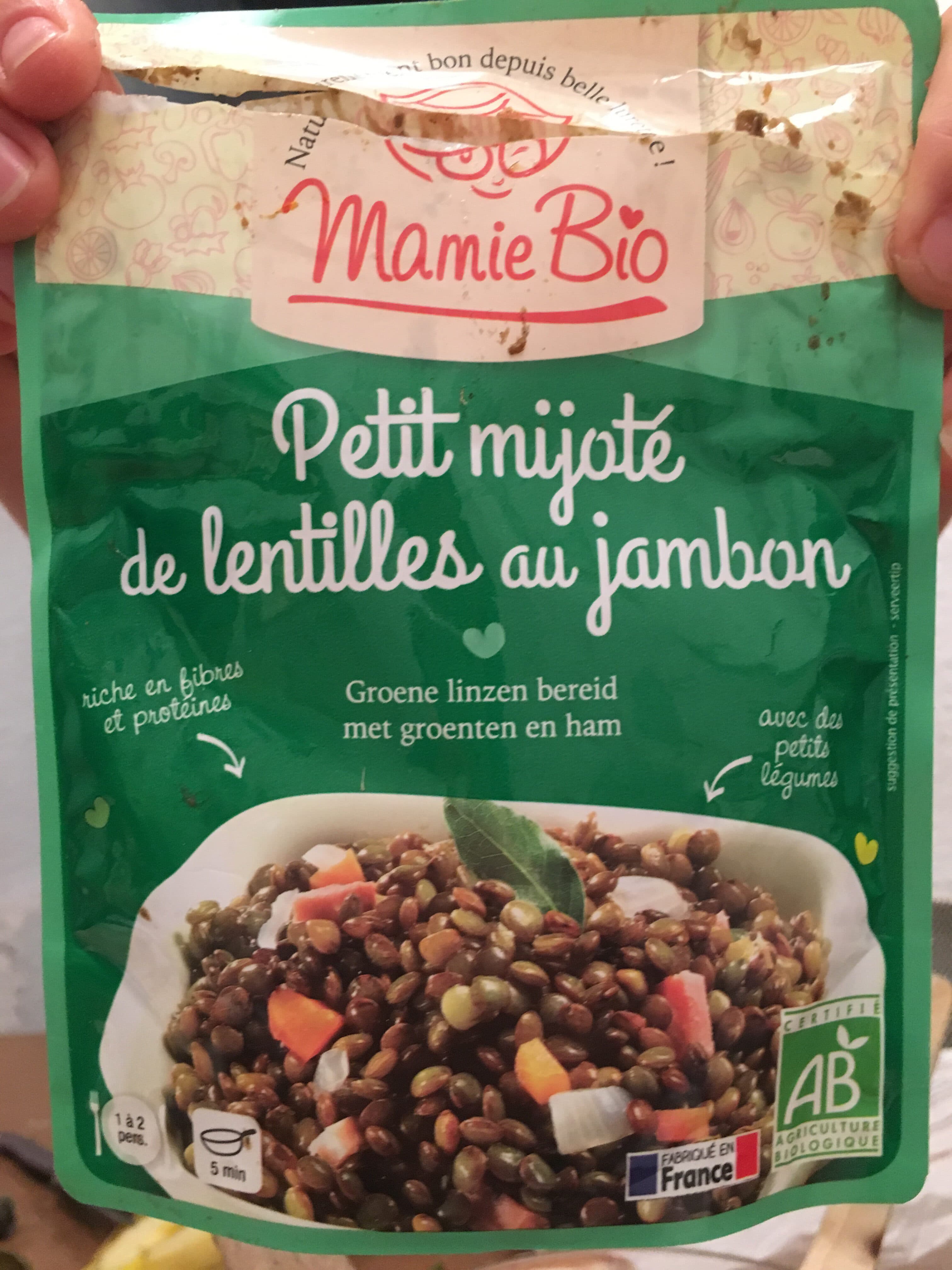 Bio par coeur Le Mijoté Lentilles Jambon packshot