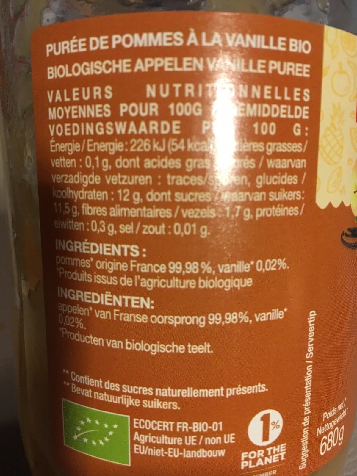 Mamie bio Mon dessert pomme vanille packshot