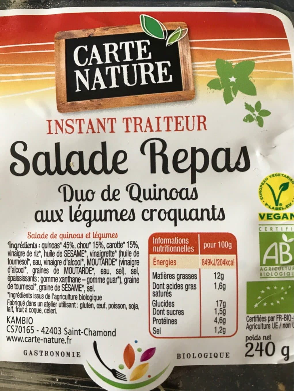 Carte nature Frais & Primeur / Traiteur / Snacks Et Salades Bio packshot