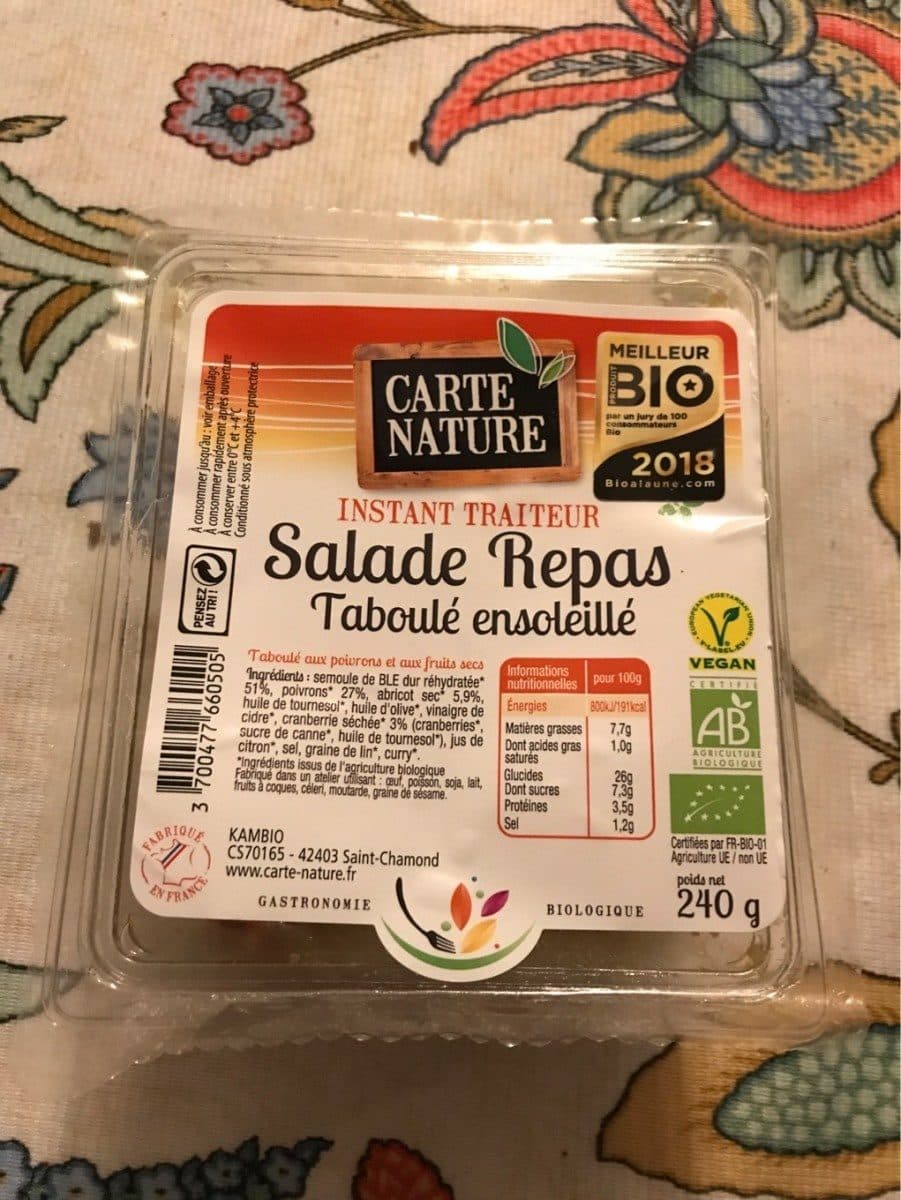 Carte nature Salade Repas Taboulé Ensoleillé packshot