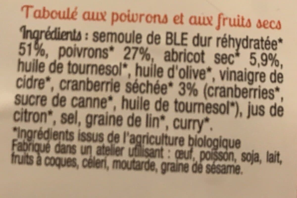 Carte nature Salade Repas Taboulé Ensoleillé packshot
