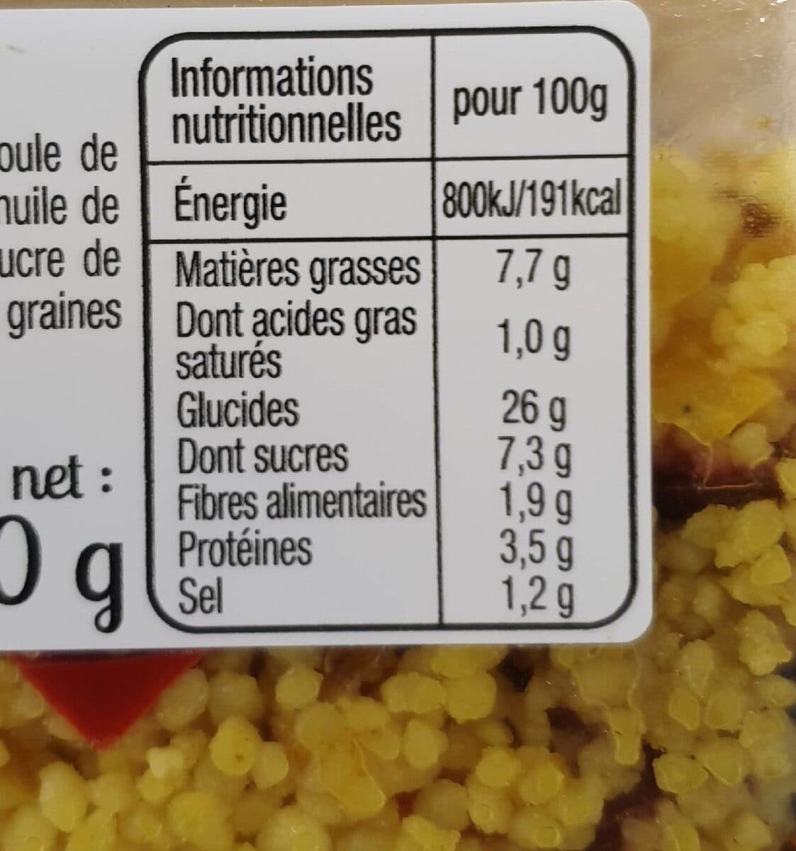 Carte nature Salade Repas Taboulé Ensoleillé packshot
