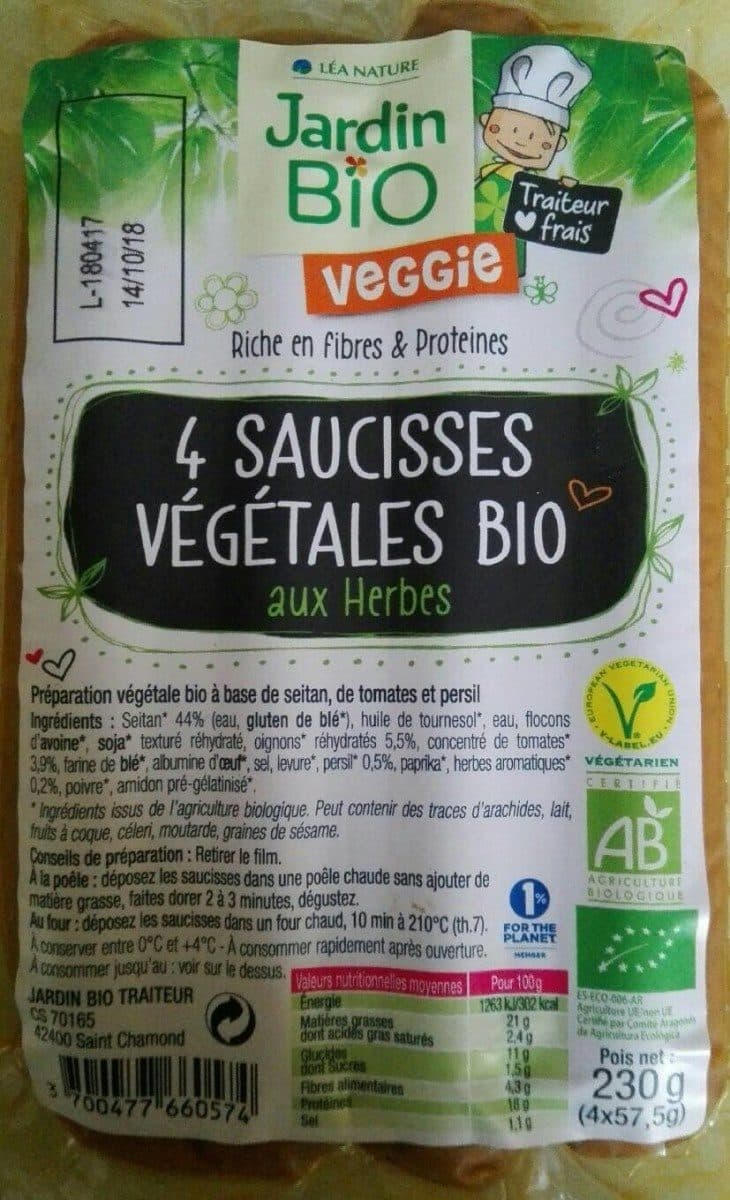 Jardin Bio Saucisse végétal bio aux herbes packshot