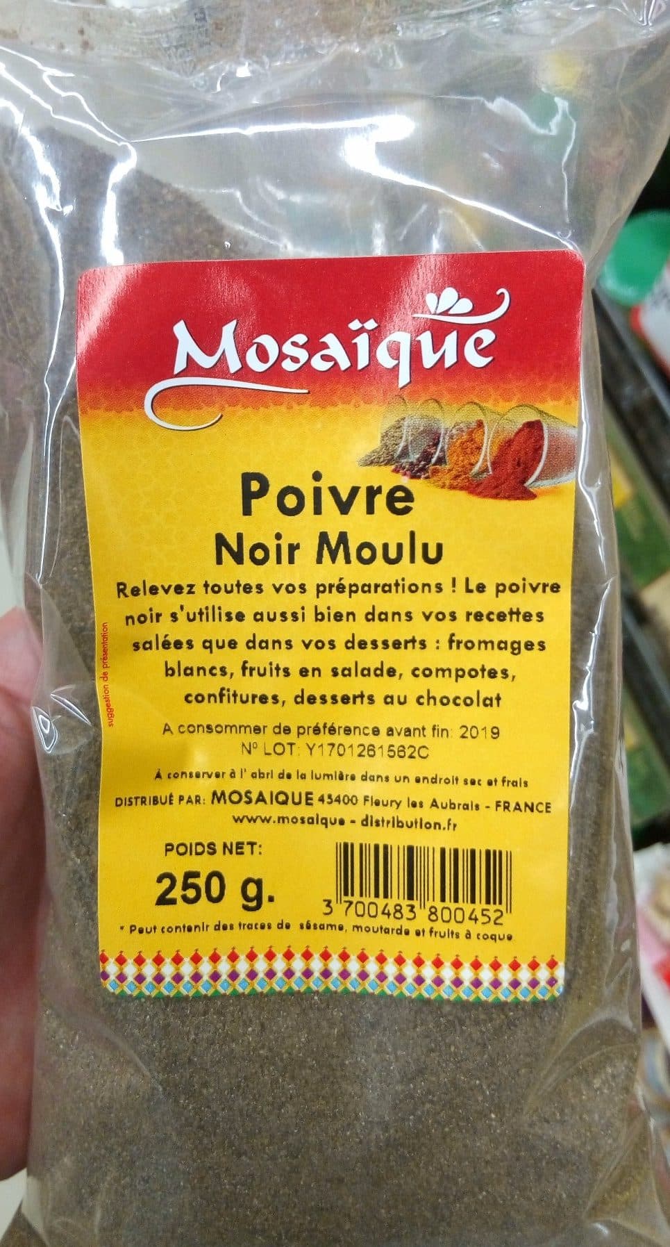 Mosaïque Poivre noir mouli packshot