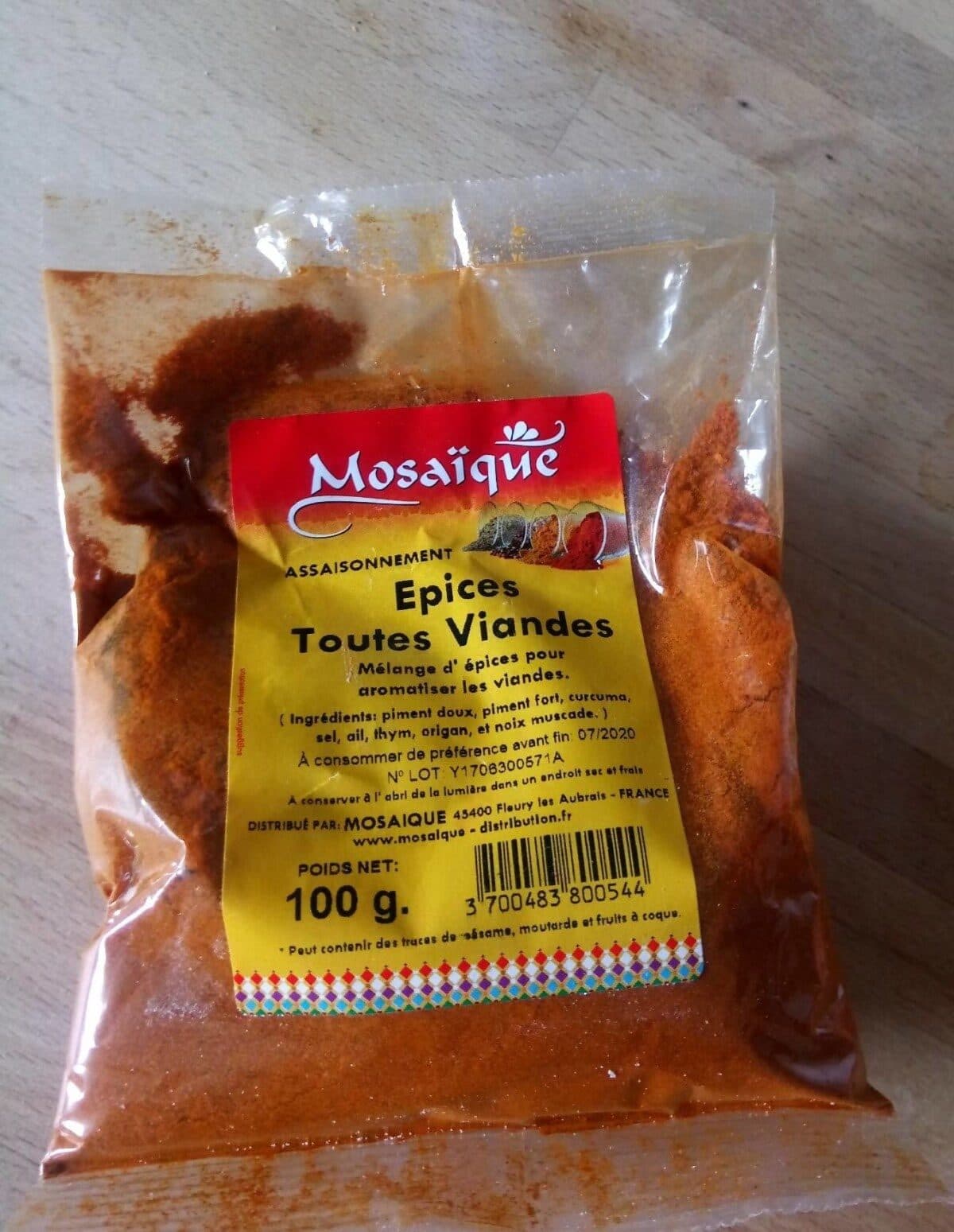 Mosaïque Épices toutes viandes packshot