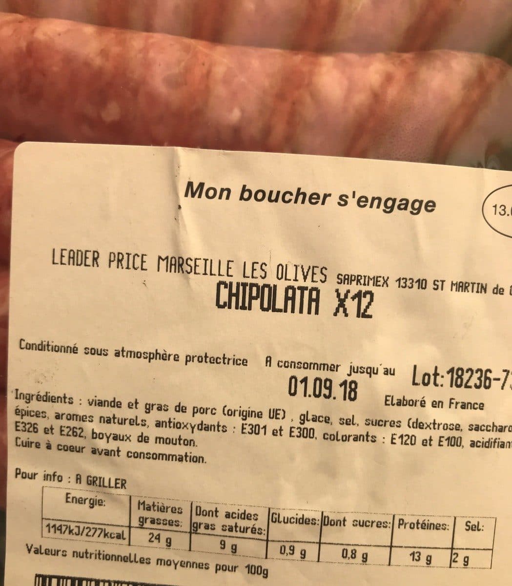Leader Price Chipolata nature packshot