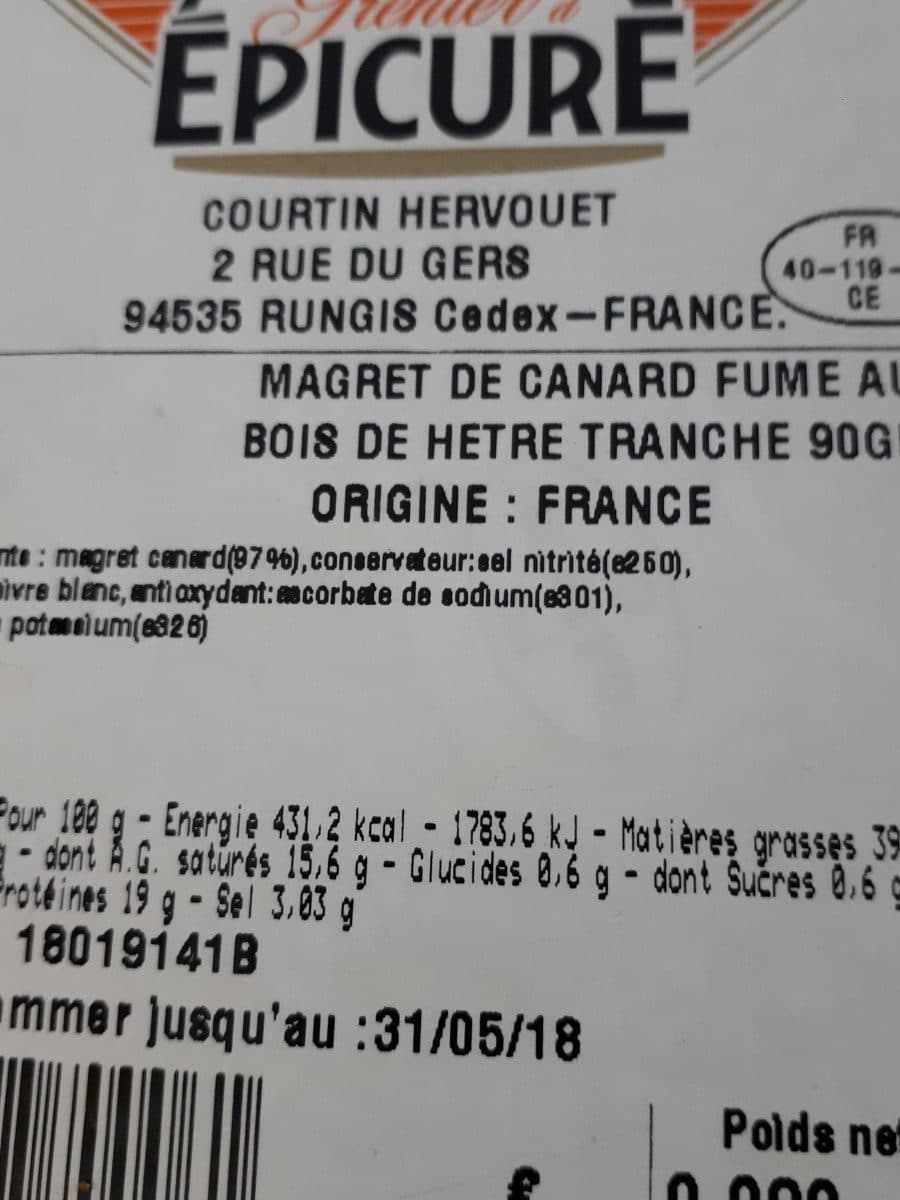 Pierre Fossat Saveurs Gourmandes Magret de canard fumé au bois de hetre packshot