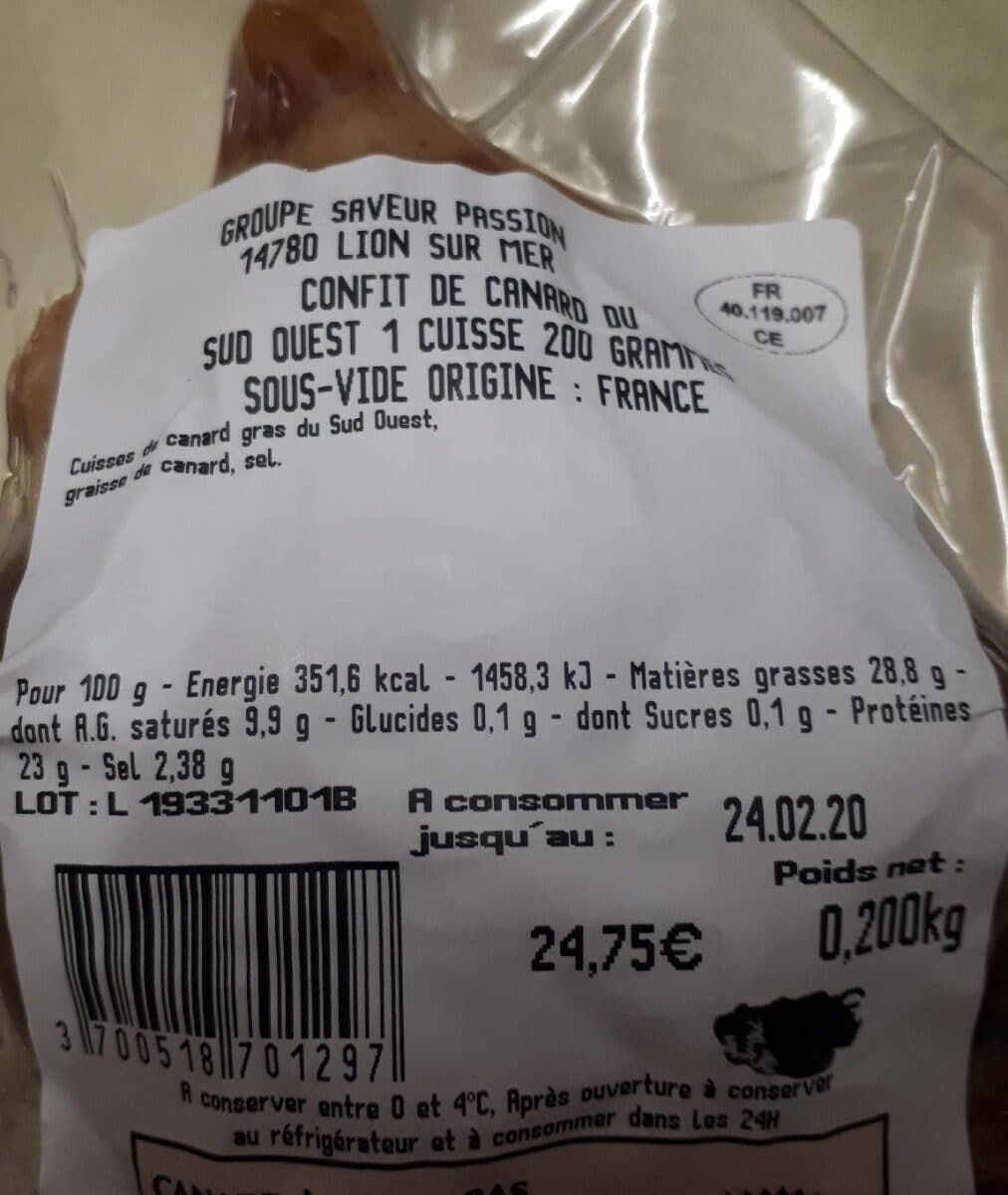 Les Thomasines Cuisse de canard confite x1 200g sous vide packshot
