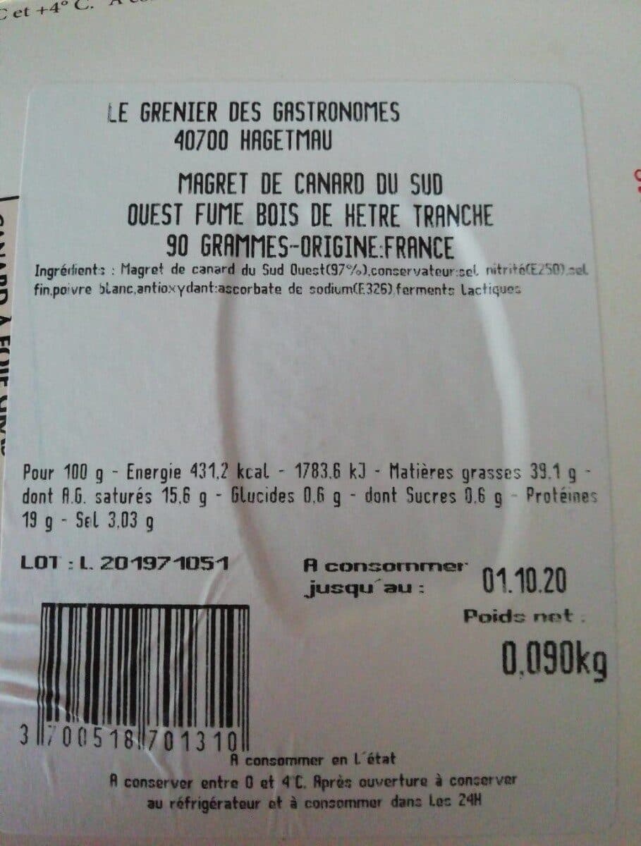 Les Thomasines Magret canard fumé IGP du Sud Ouest 90g env.S/vide packshot