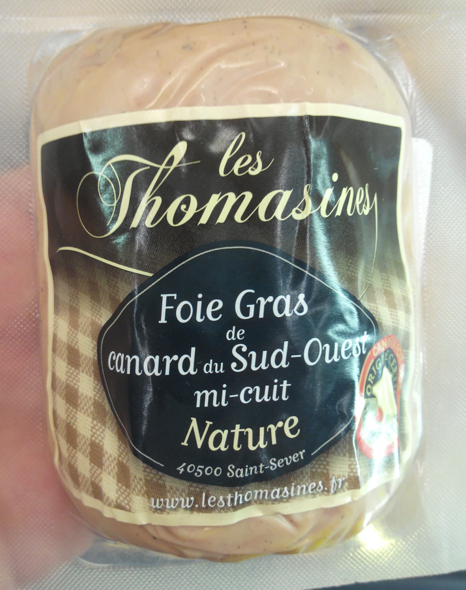 Les Thomasin Foie gras de canard du Sud-Ouest mi-cuit nature packshot
