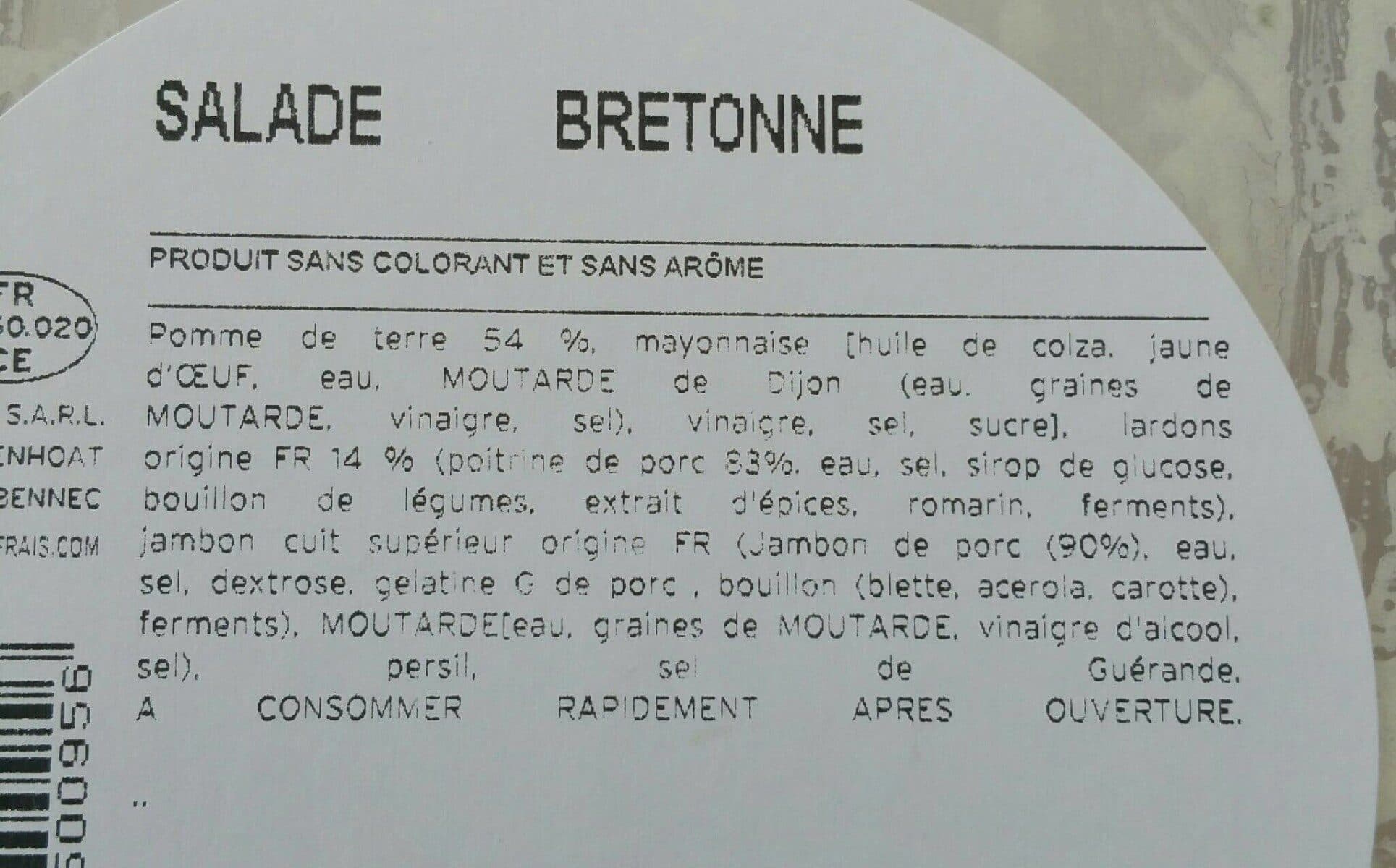 Brédial Salade bretonne - Salade pommes de terre, lardons et jambon packshot