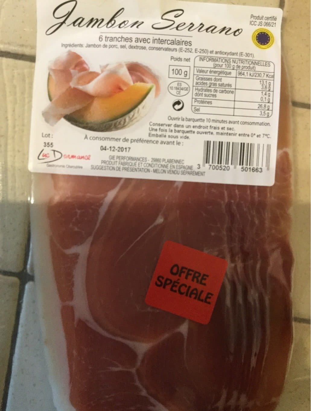 Luc Dormance Jambon Serrano packshot