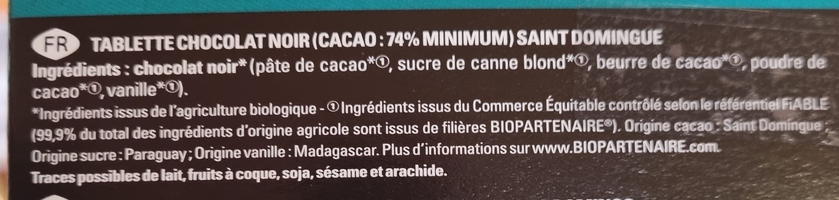 Belledonne Tablette noir 74% St-Domingue Grand Cru packshot
