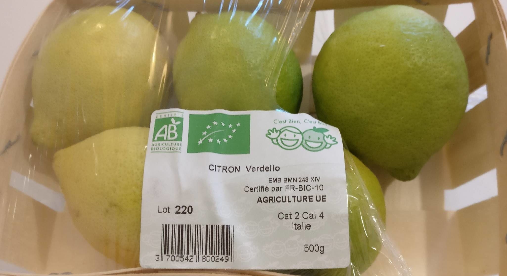 Open Food Facts Citron verdello packshot