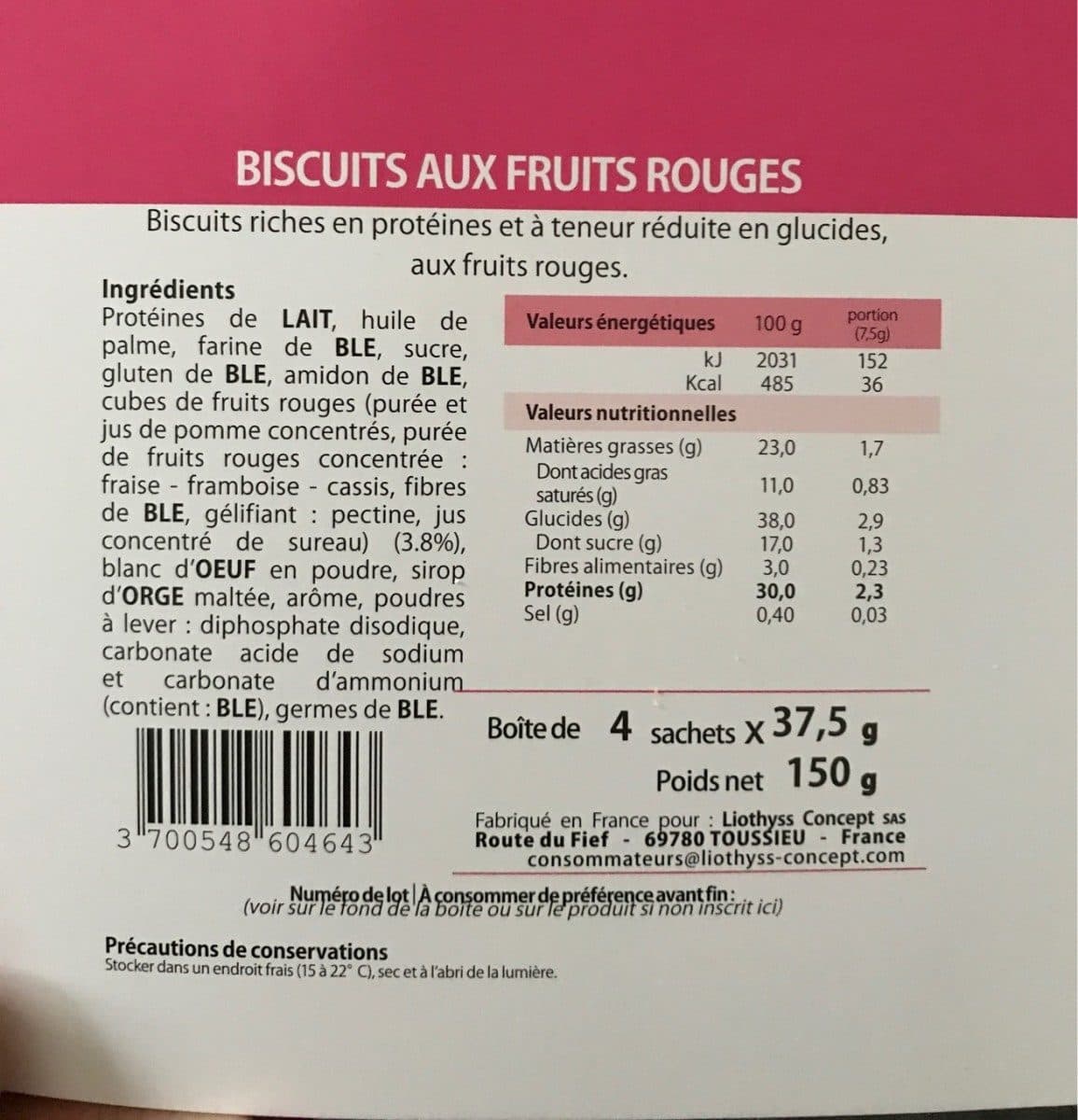 Open Food Facts Biscuit aux fruits rouges packshot