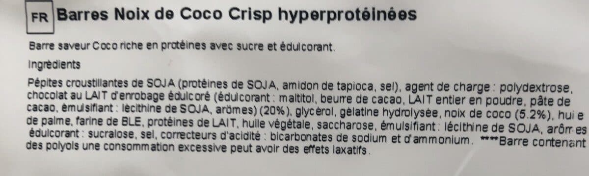 Open Food Facts Barre Noix de Coco Crisp Hyperproteinées packshot