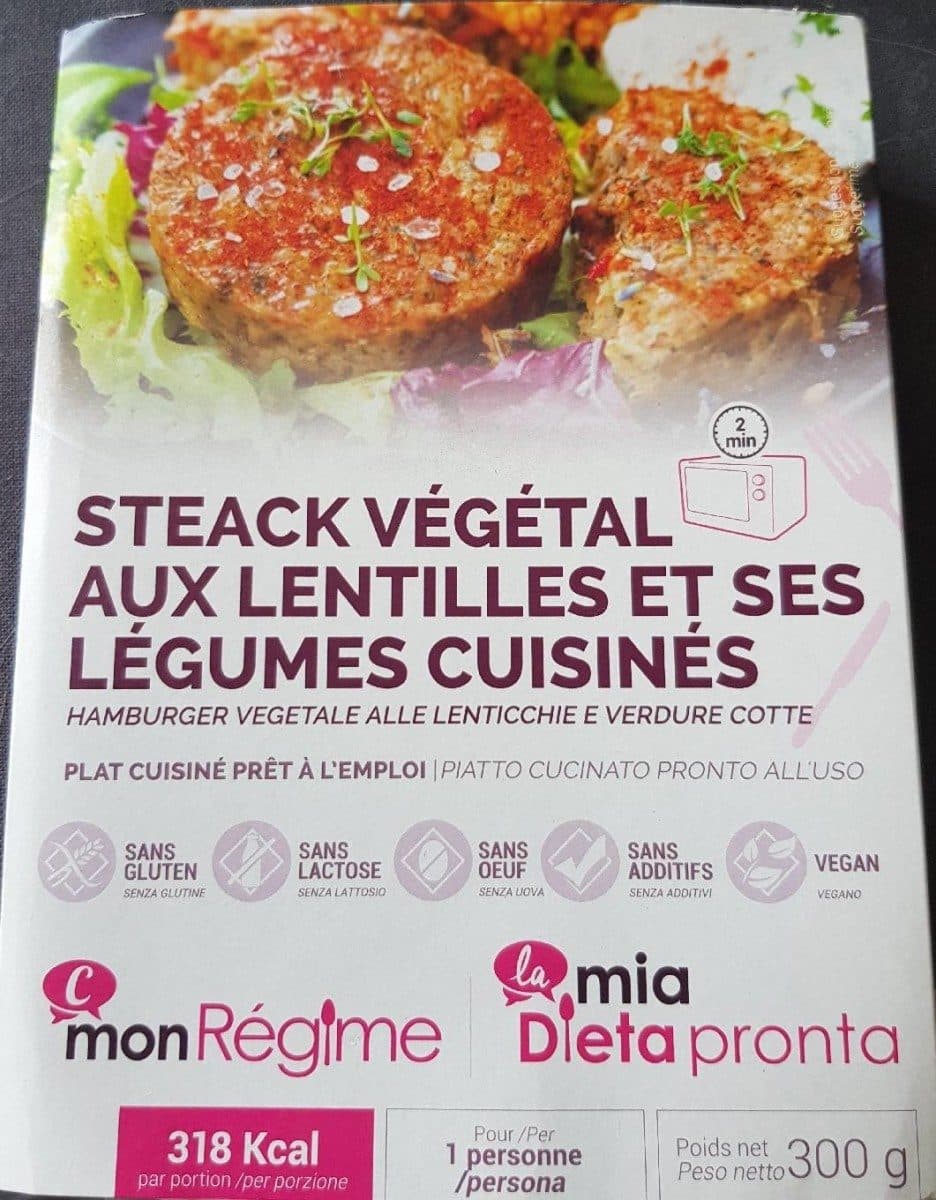 Open Food Facts Steak végétal aux lentilles et légumes cuisinés packshot