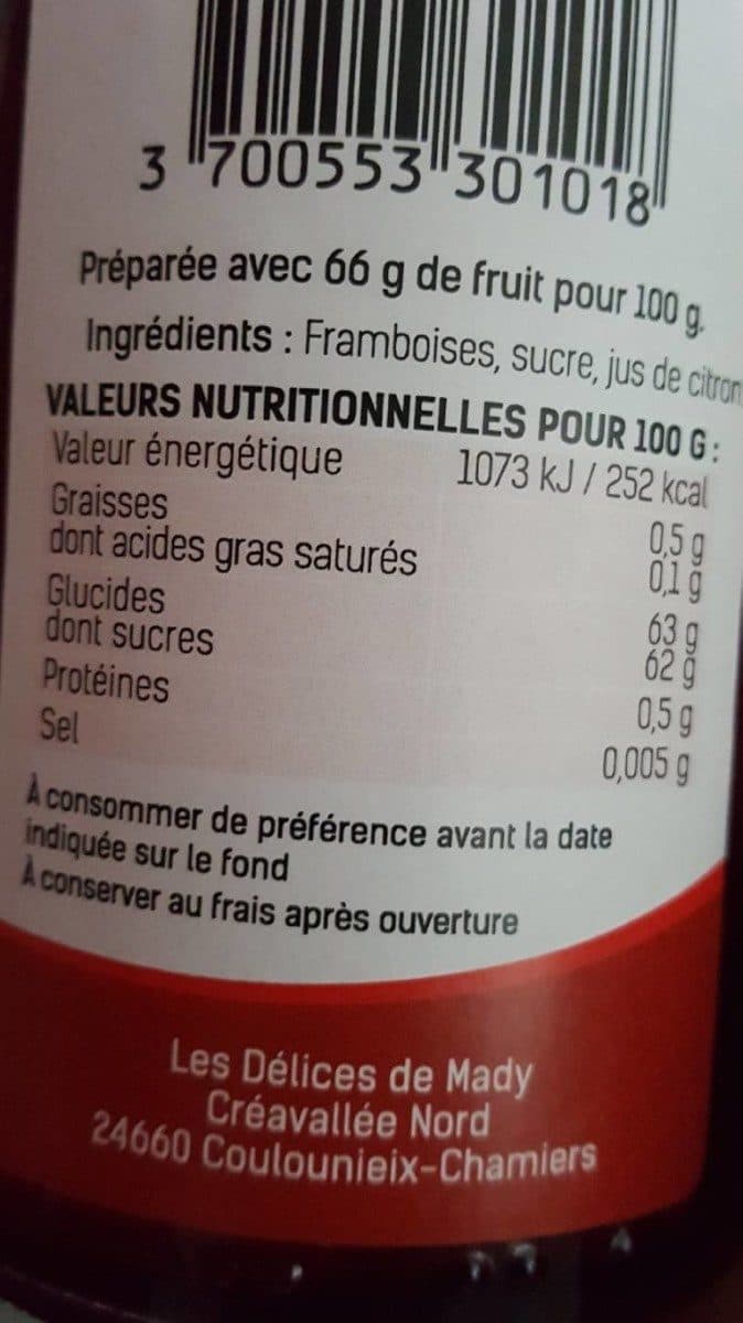 Open Food Facts Confiture framboise packshot