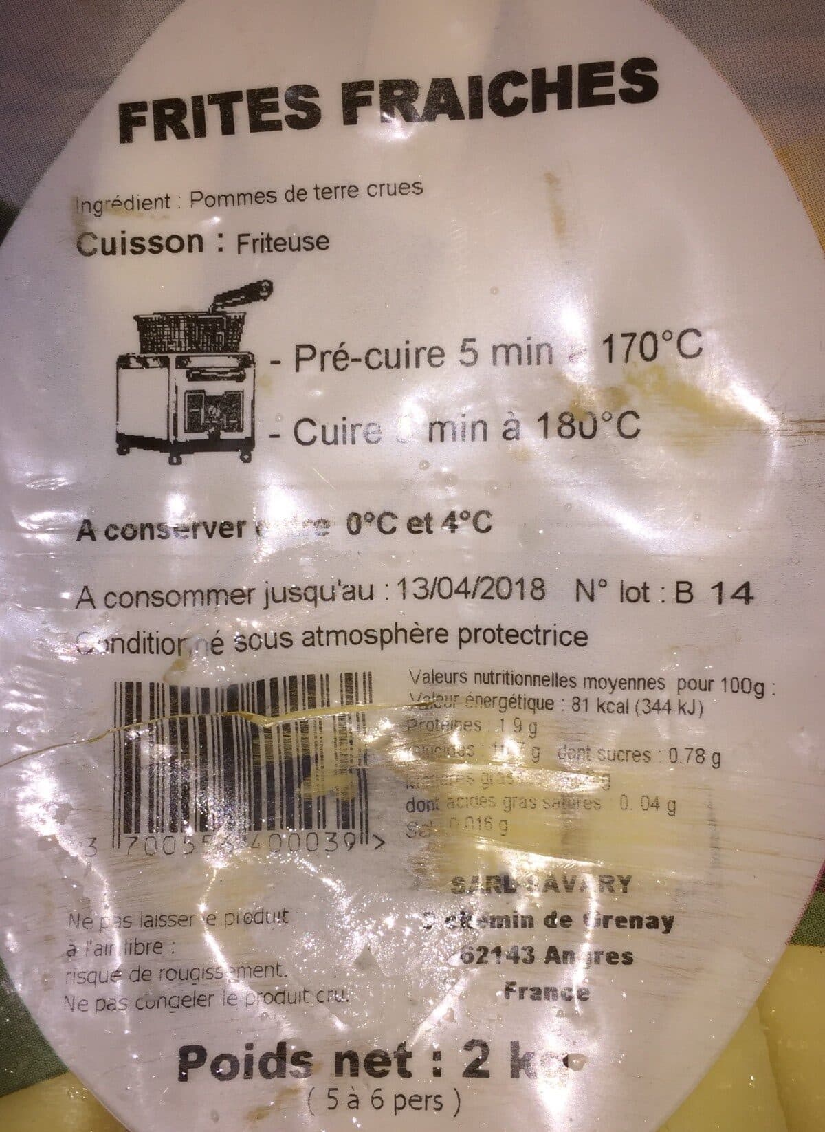 Open Food Facts Frites Fraiches Crues 2kg packshot