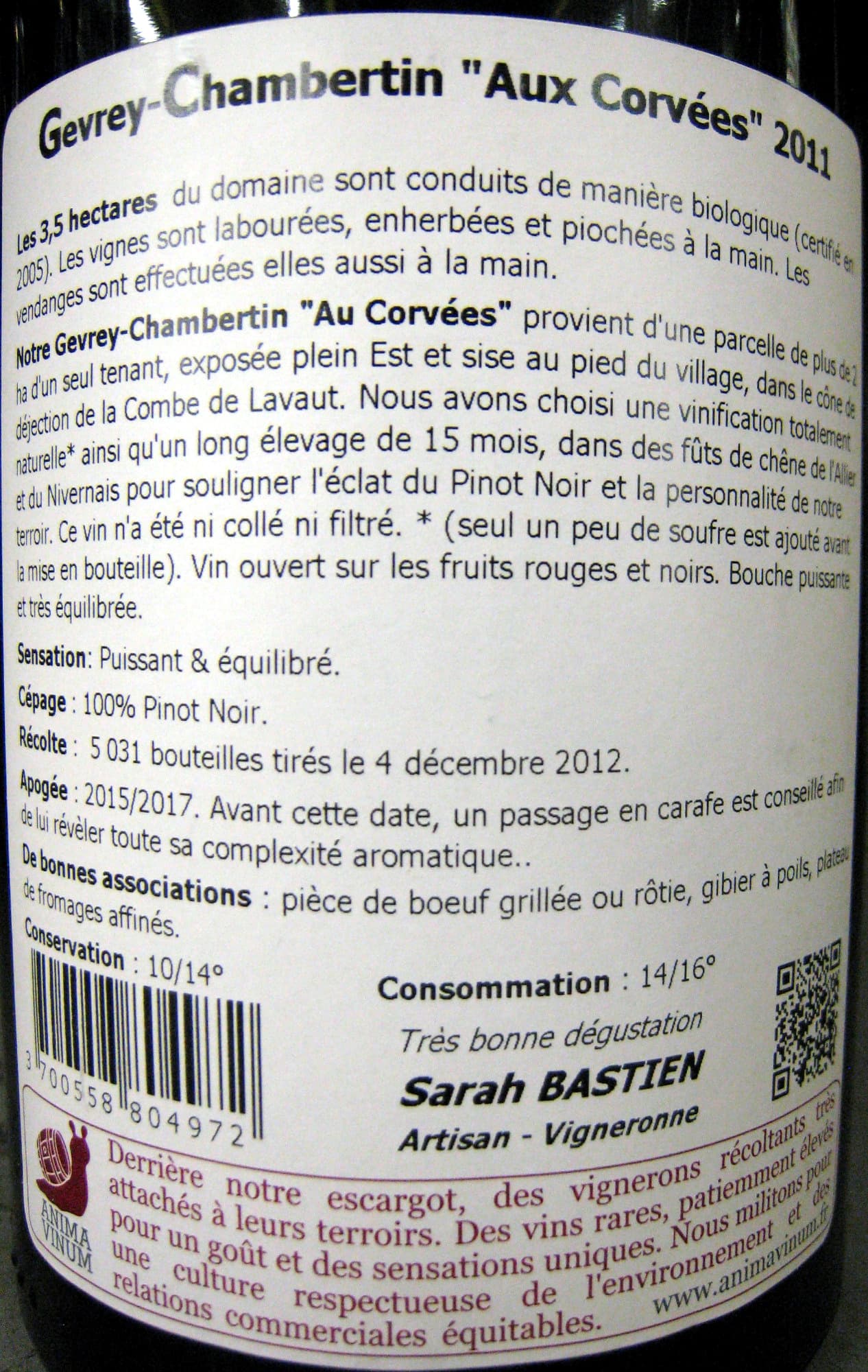 Domaine Henri Richard Gevrey-Chambertin "Aux Corvées" AOC 2011 Bio Domaine Henri Richard packshot