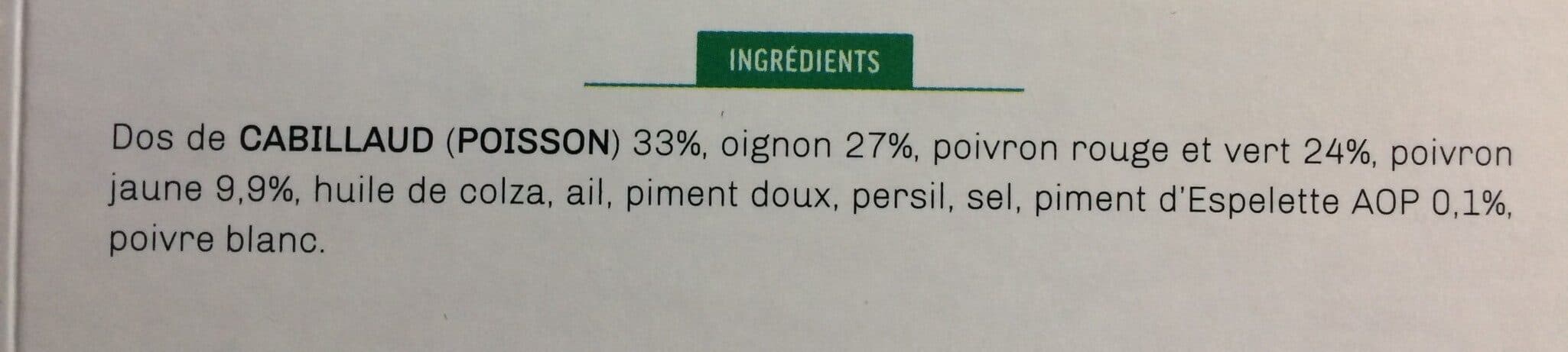 Kitchen Diet Dos de cabillaud, piperade au chorizo et persil packshot