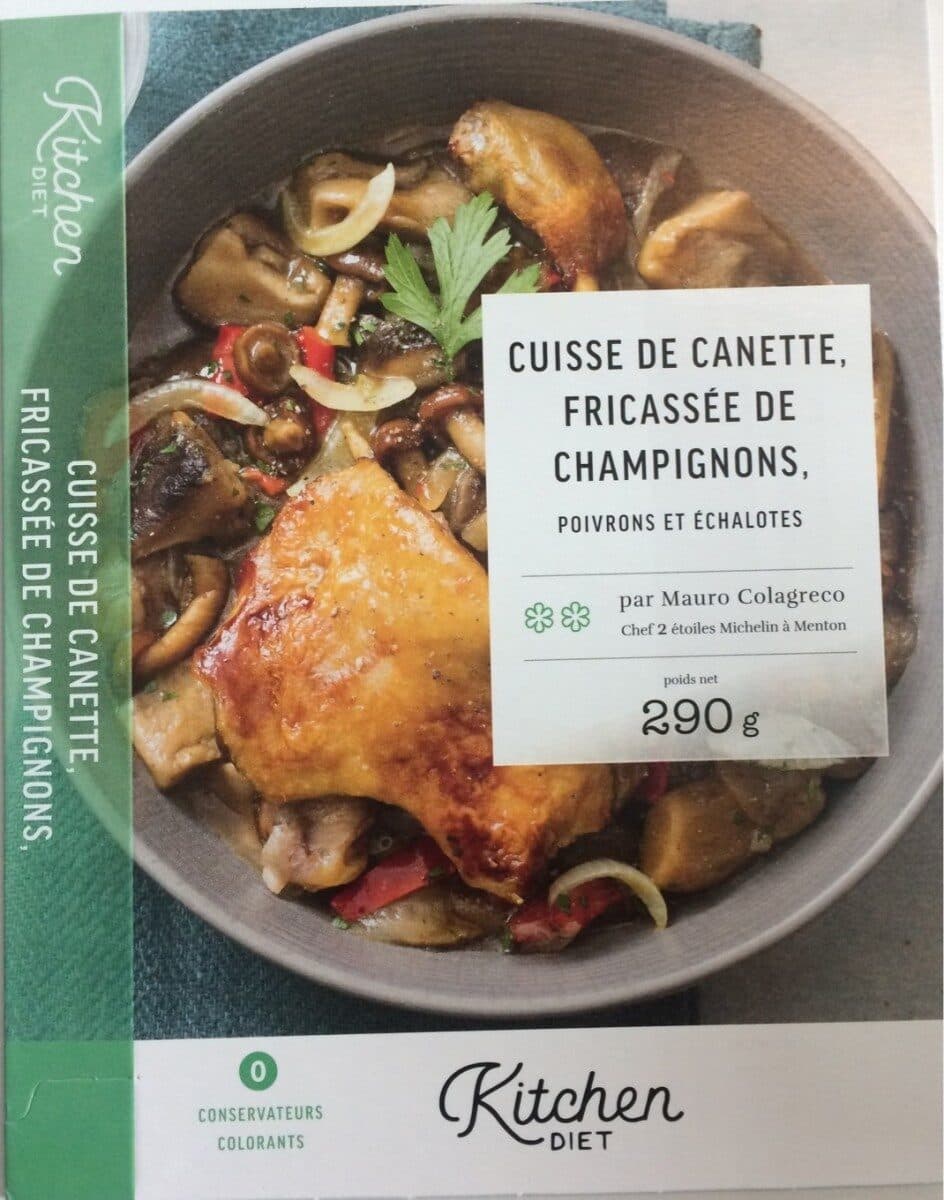 Kitchen Diet Cuisse de canette, fricassée de champignons, poivrons et échalotes packshot