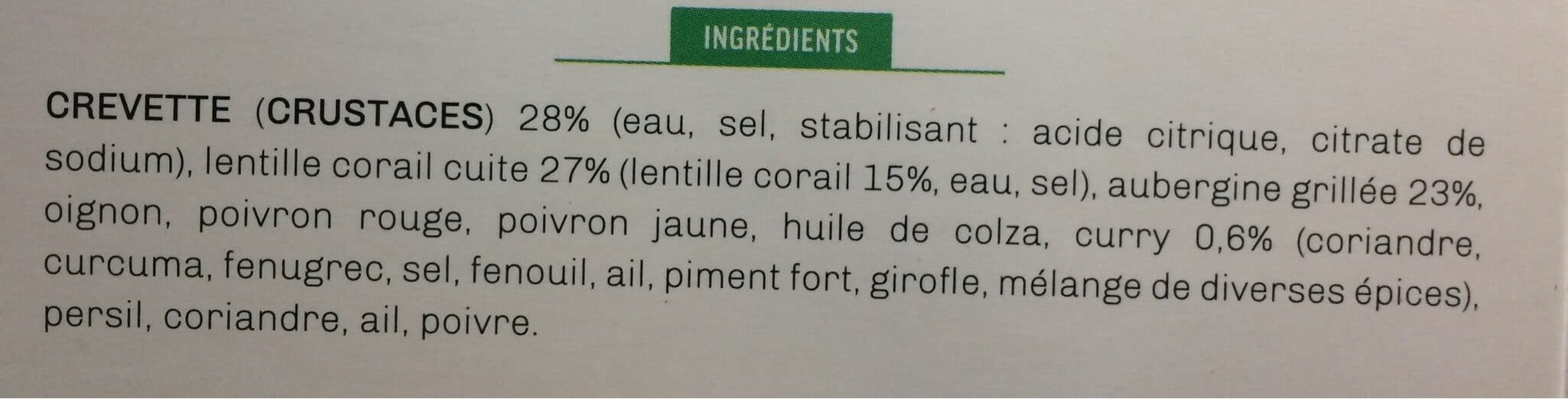 Kitchen Diet Gambas et son dhal de lentilles corail et aubergines au curry jaune packshot
