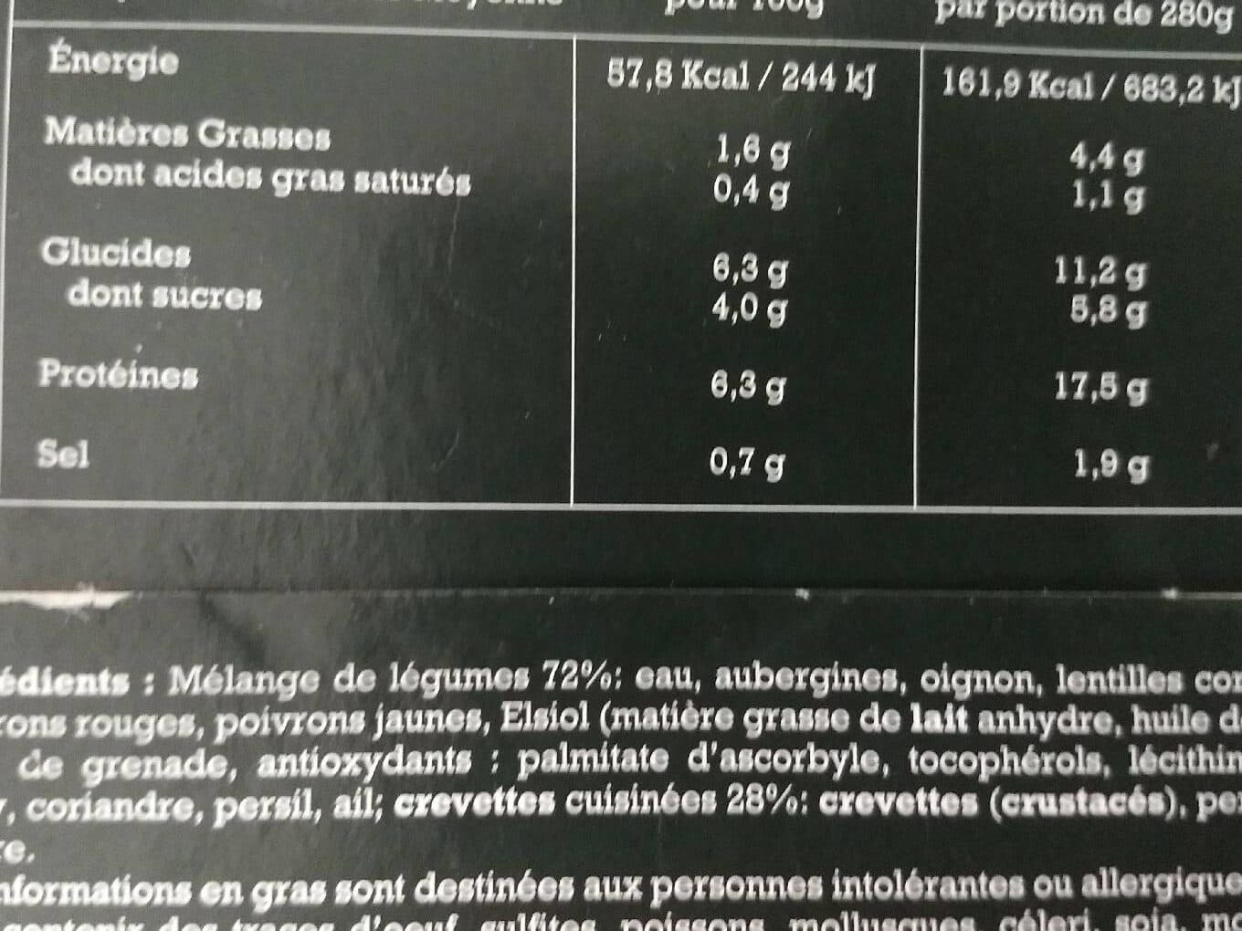 Kitchen Diet Gambas et son dhal de lentilles corail et aubergines au curry jaune packshot