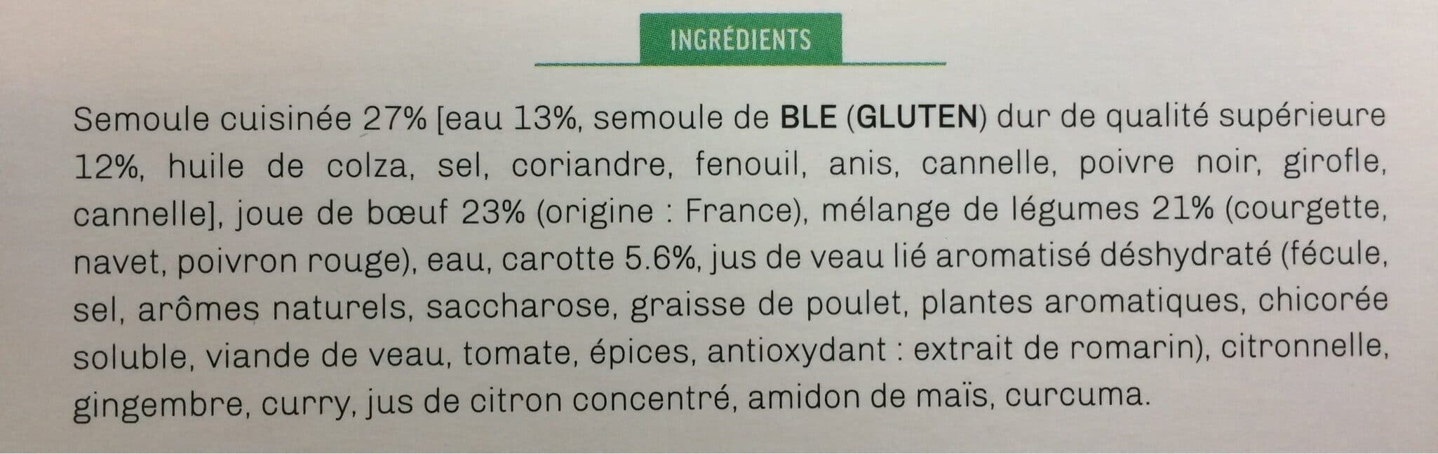 Kitchen Diet Couscous de joue de bœuf et son jus aux épices douces packshot