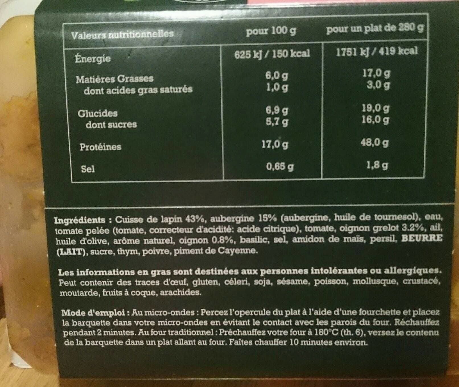 Kitchen-Diet Cuisse de Lapin rôtie et ses légumes du Sud packshot