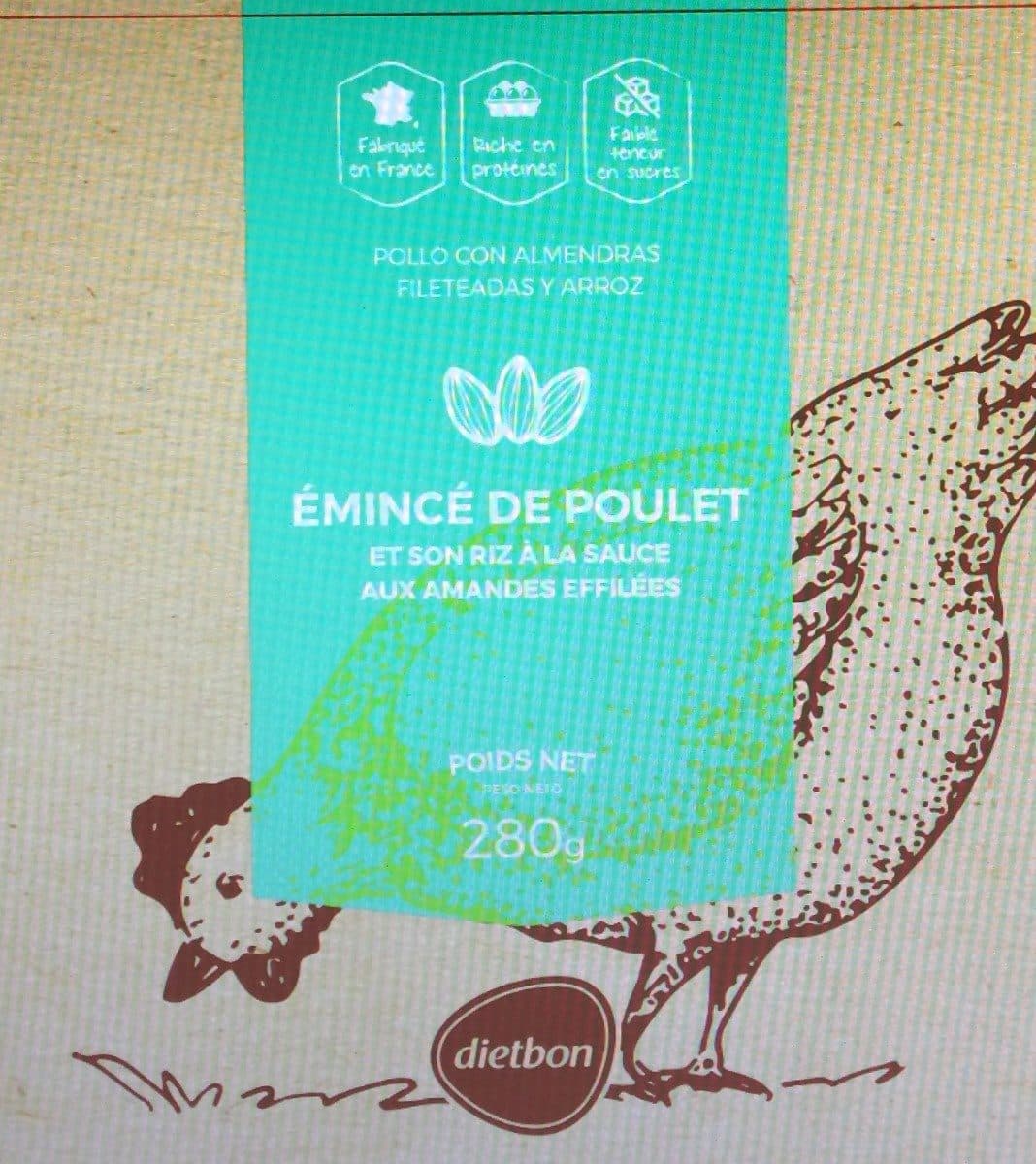 Dietbon Emincé de poulet et son riz à la sauce aux amandes effilées. packshot