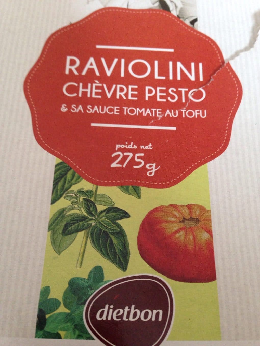 Dietbon Raviolini chevre pesto sauce tomate au tofu packshot
