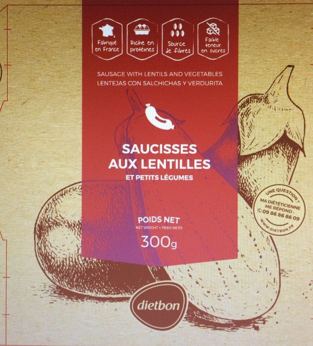 Dietbon Saucisses aux lentilles et petits légumes packshot