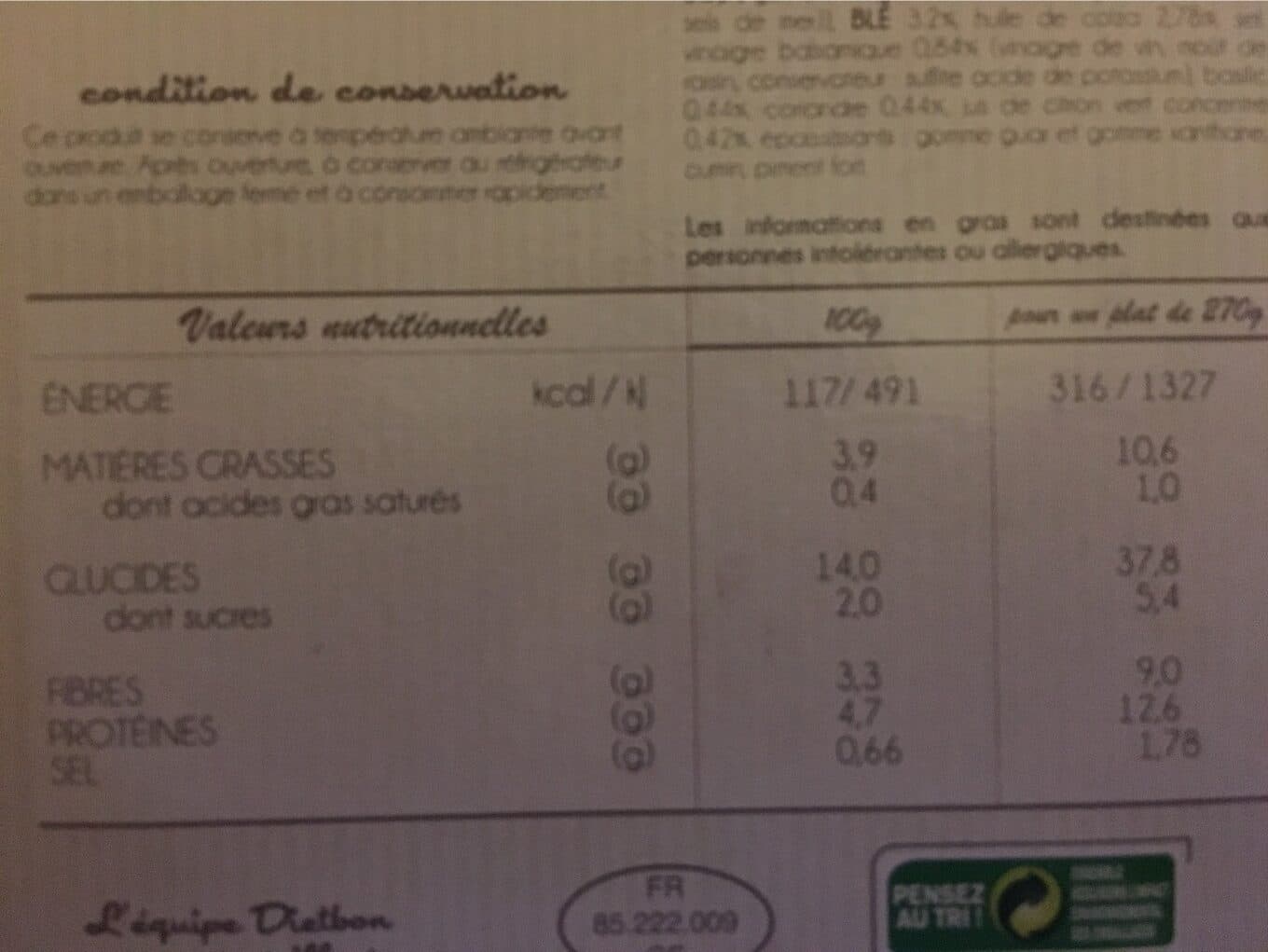 Dietbon Salade repas cereales et tofu packshot