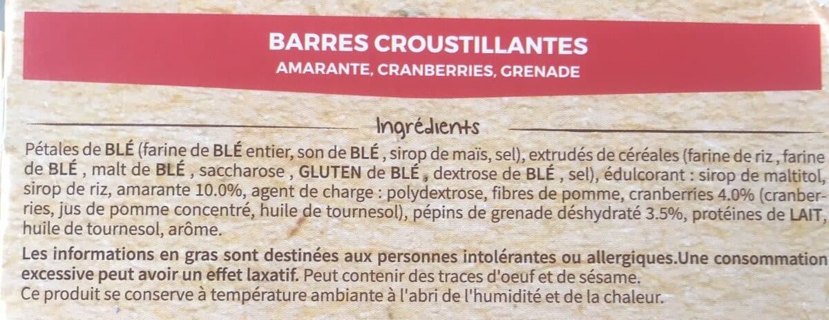 Dietbon Barre aux c?r?ales, amarante, cranberries et grenade packshot
