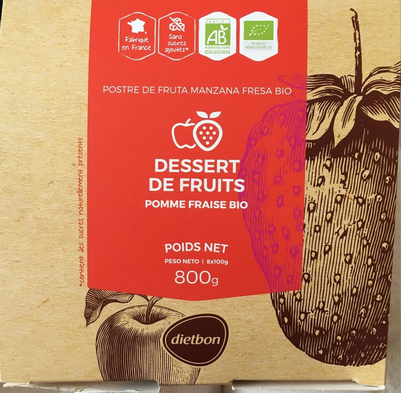Dietbon Dessert Pomme Fraise Bio packshot