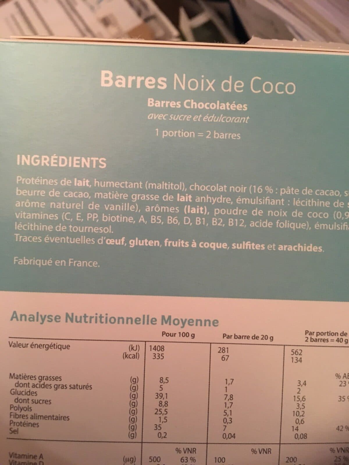 Insudiet Barre Noix de Coco packshot