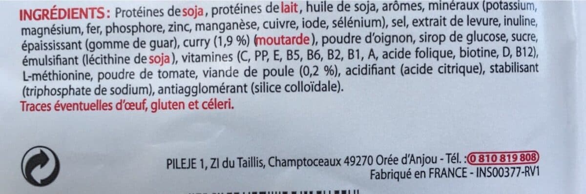 Insudiet Preparation en poudre velouté poulet curry packshot