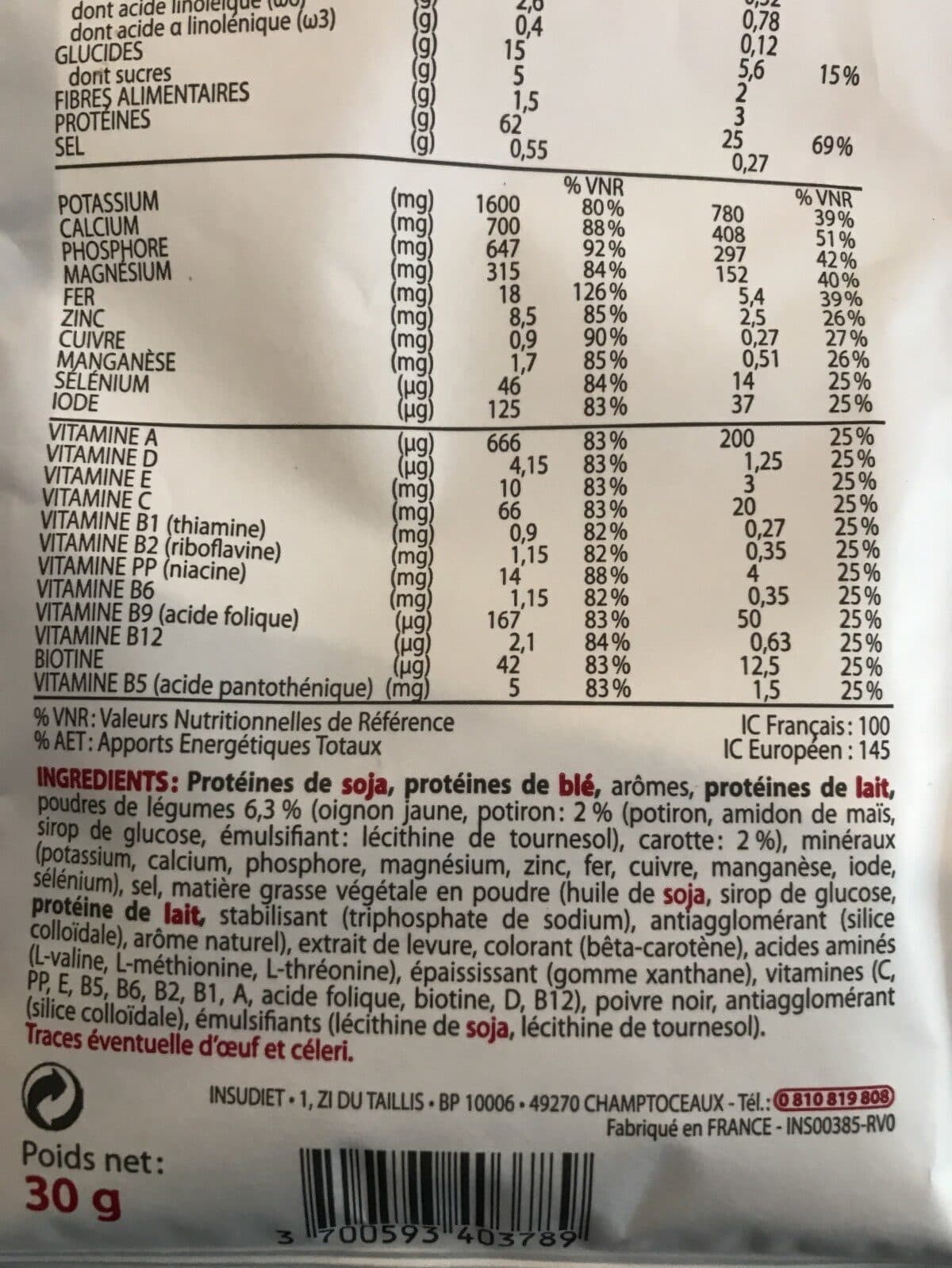 Insudiet Velouté potiron carottes packshot