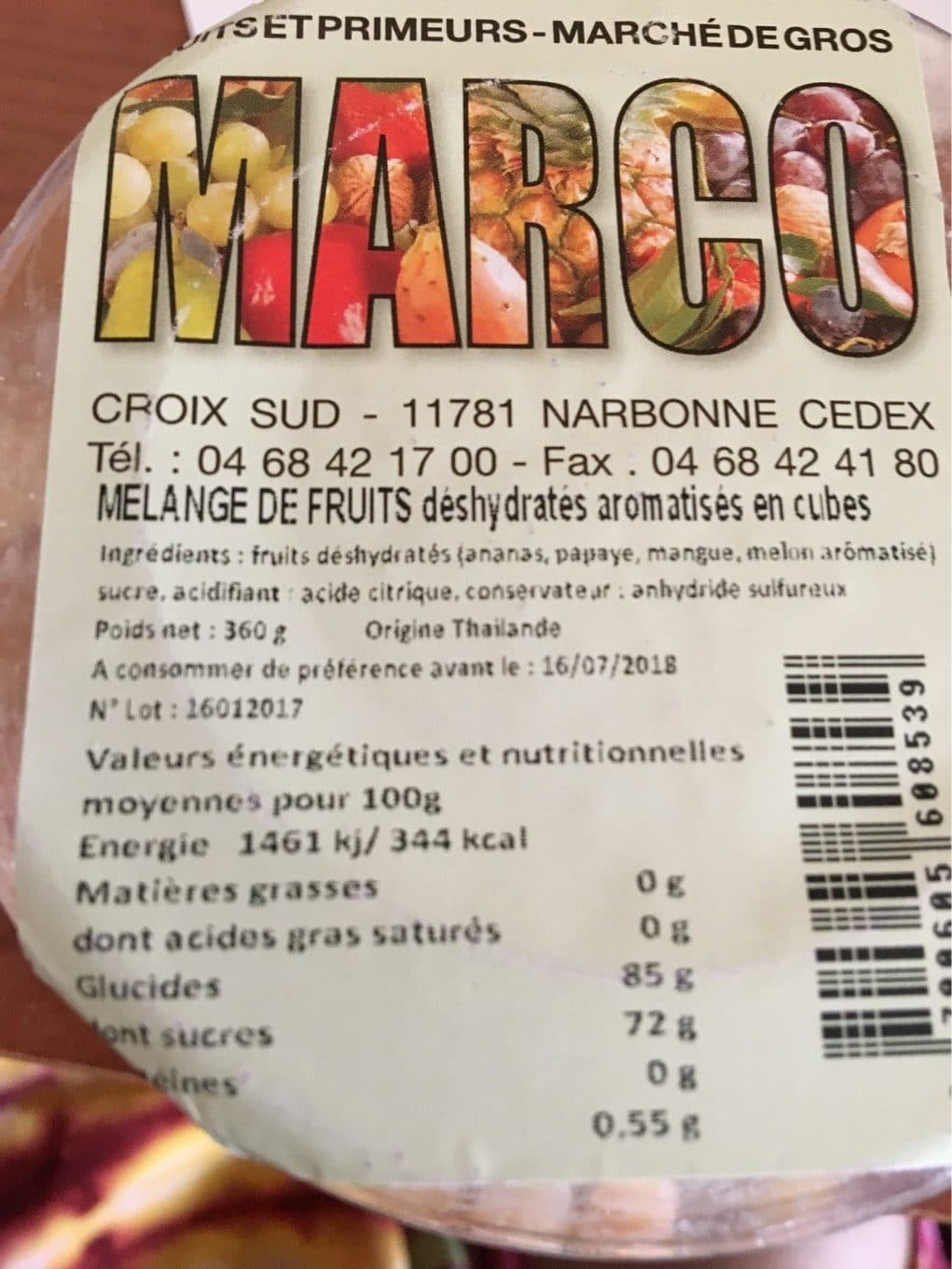 Marco Melange de fruits deshydratés aromatisés en cube packshot