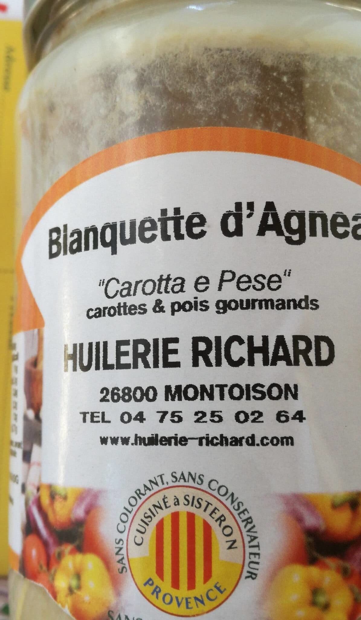 Huilerie Richard Blanquette d'agneau carottes & pois gourmands packshot