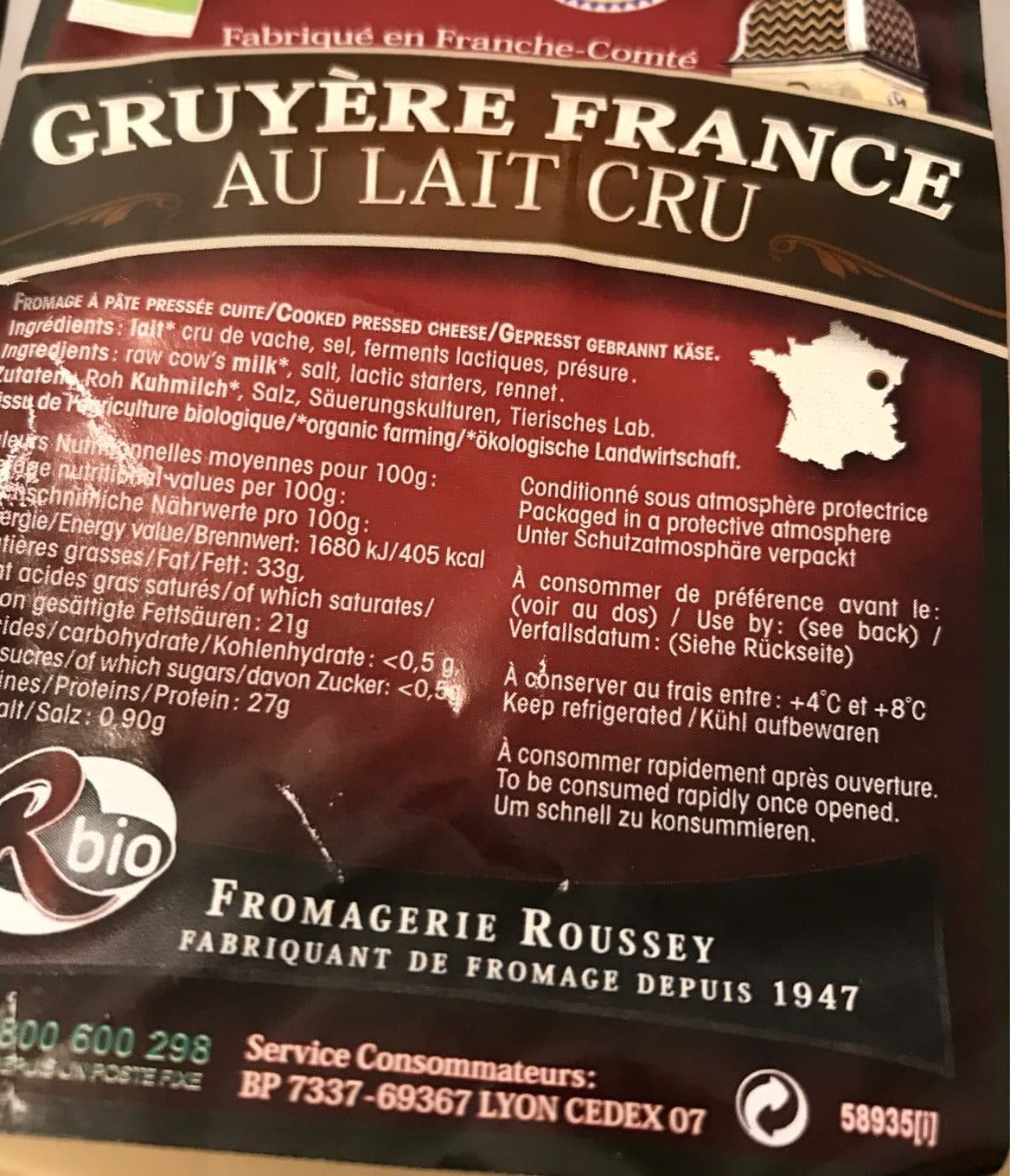 Fromagerie Roussey Gruyère packshot
