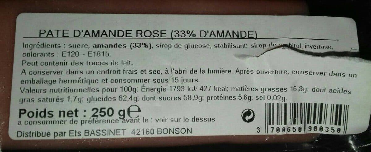 Open Food Facts Pâte d'amande rose packshot