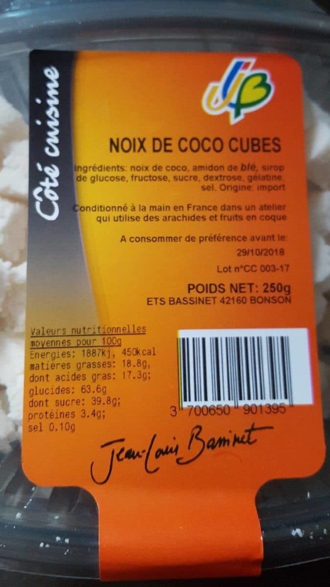 Jean-Louis Bassinet Noix de coco cubes packshot