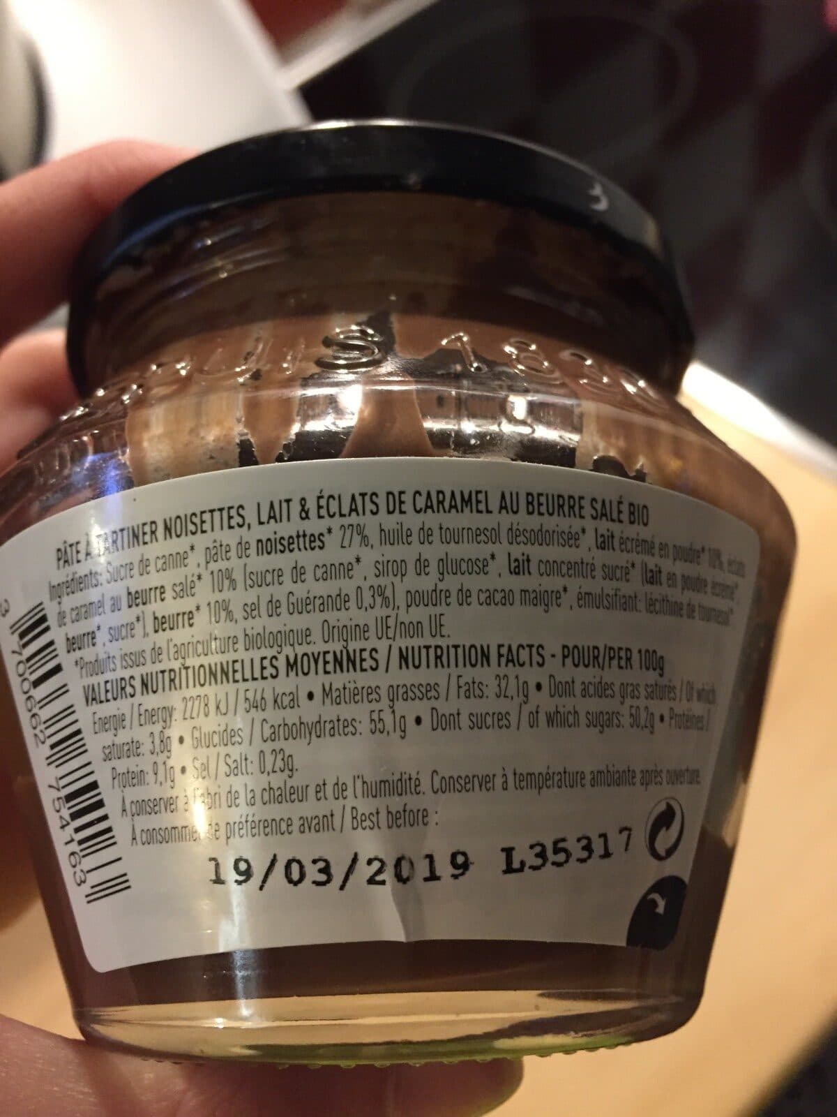 Open Food Facts Pate a tartiner noisettes caramel beurre sale packshot