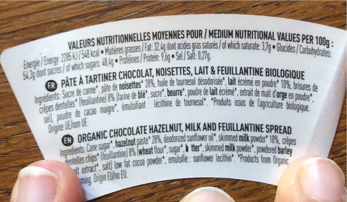 Open Food Facts Pate à tartiner lait et feuillantine packshot