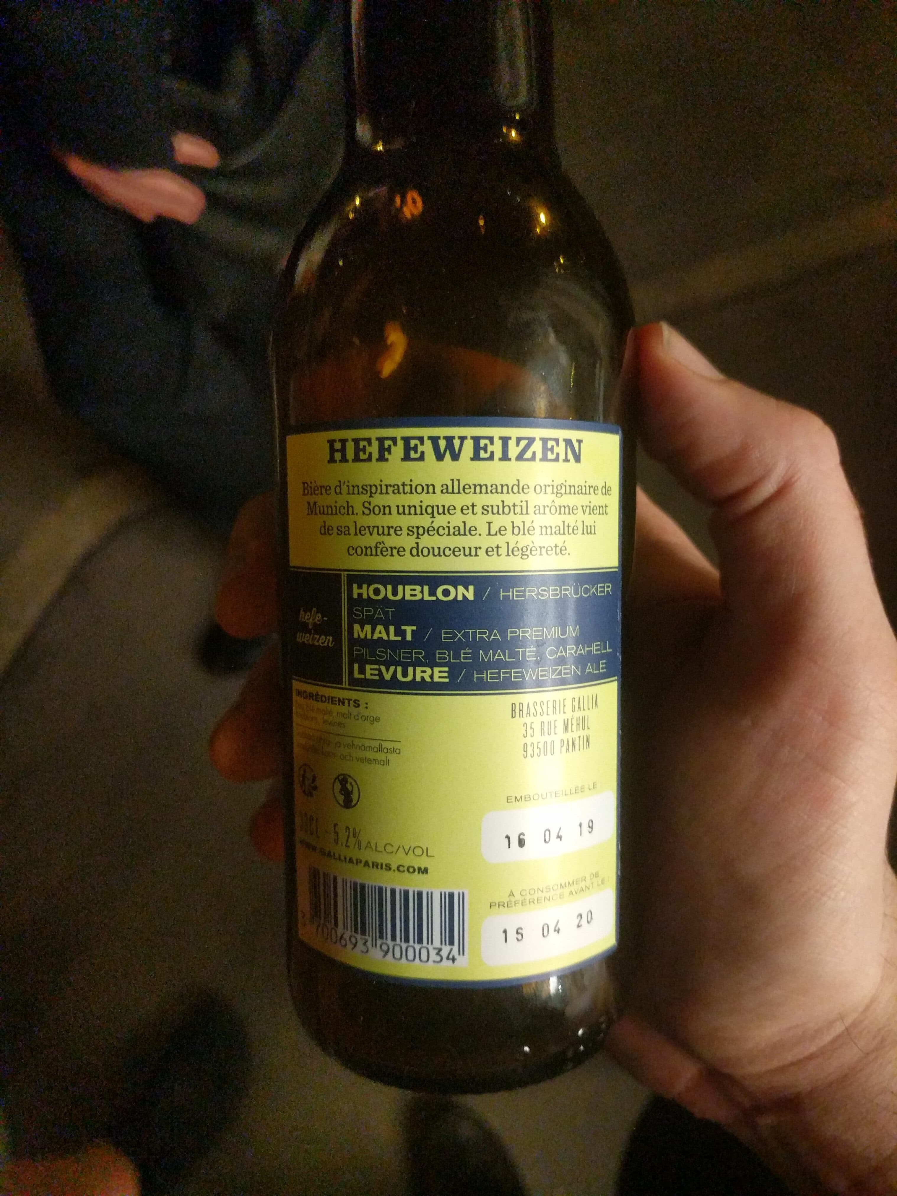 Gallia paris Bière Blanche - Gallia Hefeweizen packshot